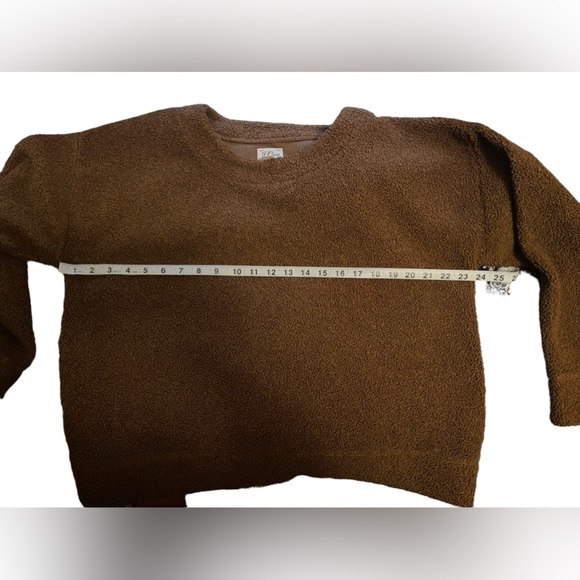 J.Crew Vintage Fleece brown teddy cropped crew neck sweater - Picture 5 of 6